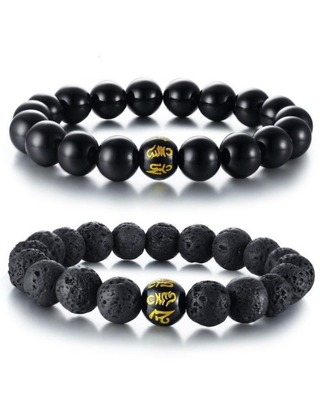 Grounding Agate and Lava Stone Bracelet Set
