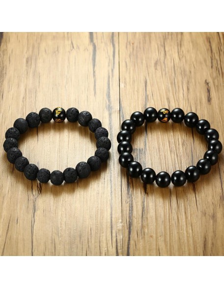 Grounding Agate and Lava Stone Bracelet Set