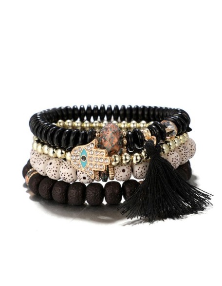 Hamsa Hand Bracelet Set - Evil Eye Protection
