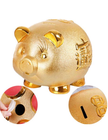 Gold Chinese Piggy Bank - Ceramic