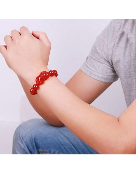 Red Agate Pixiu Bracelet - Preserve Wealth