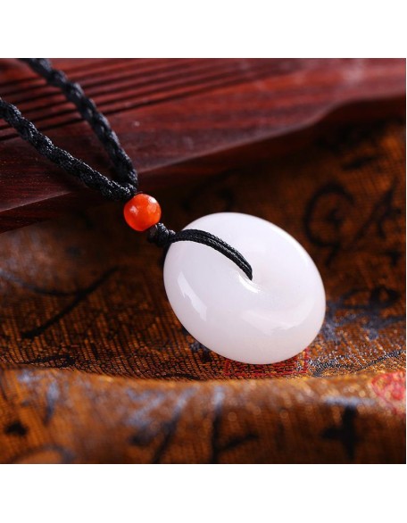 White Jade Disk Necklace - For Purity & Good Things