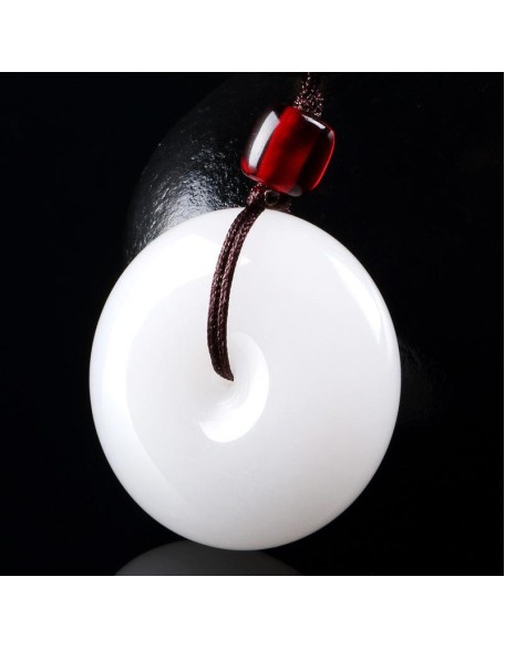 White Jade Disk Necklace - For Purity & Good Things