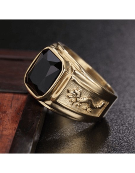 Black Crystal Lucky Dragon Ring