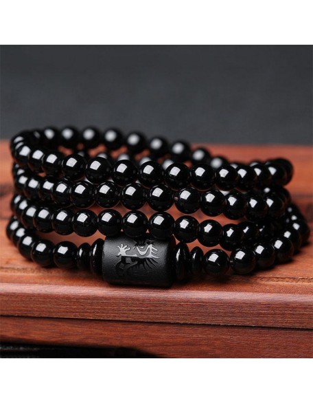 Dragon and Phoenix Obsidian Bracelet Wrap - Inspire Honesty and Eternal Love