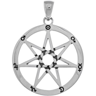 Jewelry Trends Faery Septagram Seven Point Star Fairy Sterling Silver Pendant Necklace 18"