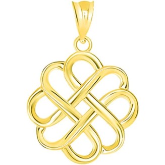 Exquisite 10k Yellow Gold Endless Love Good Luck Irish Celtic Knot Pendant