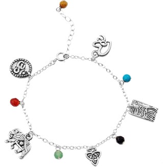 Super Good Luck Bracelet, Sterling Silver 14K Gold Fill Dangle Charm Bracelet