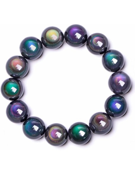 Bracelets Natural Rainbow Eye Obsidian Yoga Bracelets Bangles Chakra Bracelet