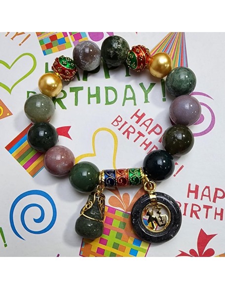 12.50 mm Jewelry Healing Energy Bracelets Bangle Charms with Pendant Jade Coin